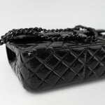 CHANEL Handbag Black So Black Shiny Crumpled Calfskin Quilted Jumbo Double Flap -Knockoff
