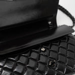 CHANEL Handbag Black So Black Shiny Crumpled Calfskin Quilted Jumbo Double Flap -Knockoff
