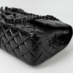 CHANEL Handbag Black So Black Shiny Crumpled Calfskin Quilted Jumbo Double Flap -Knockoff
