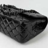 CHANEL Handbag Black So Black Shiny Crumpled Calfskin Quilted Jumbo Double Flap -Knockoff
