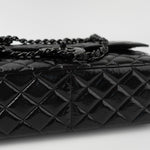 CHANEL Handbag Black So Black Shiny Crumpled Calfskin Quilted Jumbo Double Flap -Knockoff
