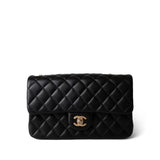 CHANEL Handbag Black Sweet Camelia Single Flap Black Lambskin Quilted Aged Gold Hardware -Knockoff
