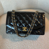 CHANEL Handbag Black Vintage Black Patent Quilted Diana Flap Medium GHW -Knockoff
