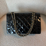 CHANEL Handbag Black Vintage Black Patent Quilted Diana Flap Medium GHW -Knockoff
