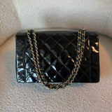 CHANEL Handbag Black Vintage Black Patent Quilted Diana Flap Medium GHW -Knockoff
