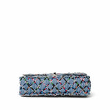 CHANEL Handbag Blue 17S Woven Denim Multicolor Medium Flap Silver Hardware -Knockoff
