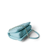 CHANEL Handbag Blue 19C Tiffany Blue Chevron Lambskin Trendy CC Flap Small Light Gold Hardware -Knockoff
