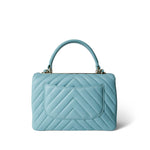 CHANEL Handbag Blue 19C Tiffany Blue Chevron Lambskin Trendy CC Flap Small Light Gold Hardware -Knockoff
