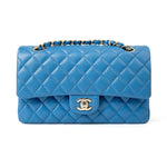 CHANEL Handbag Blue 20S Blue Caviar Quilted Classic Flap Medium Light Gold Hardware -Knockoff
