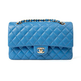 CHANEL Handbag Blue 20S Blue Caviar Quilted Classic Flap Medium Light Gold Hardware -Knockoff
