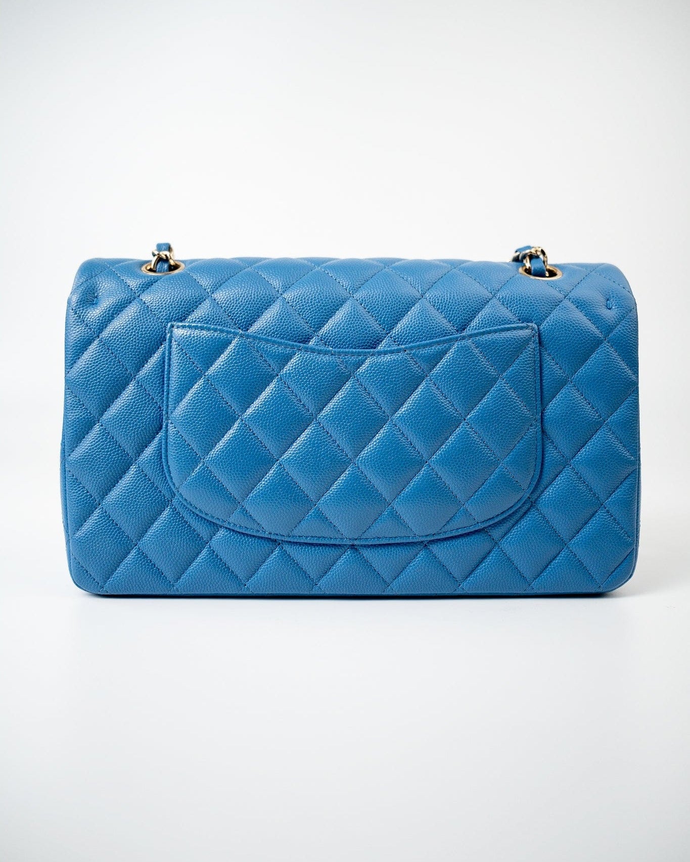 CHANEL Handbag Blue 20S Blue Caviar Quilted Classic Flap Medium Light Gold Hardware -Knockoff
