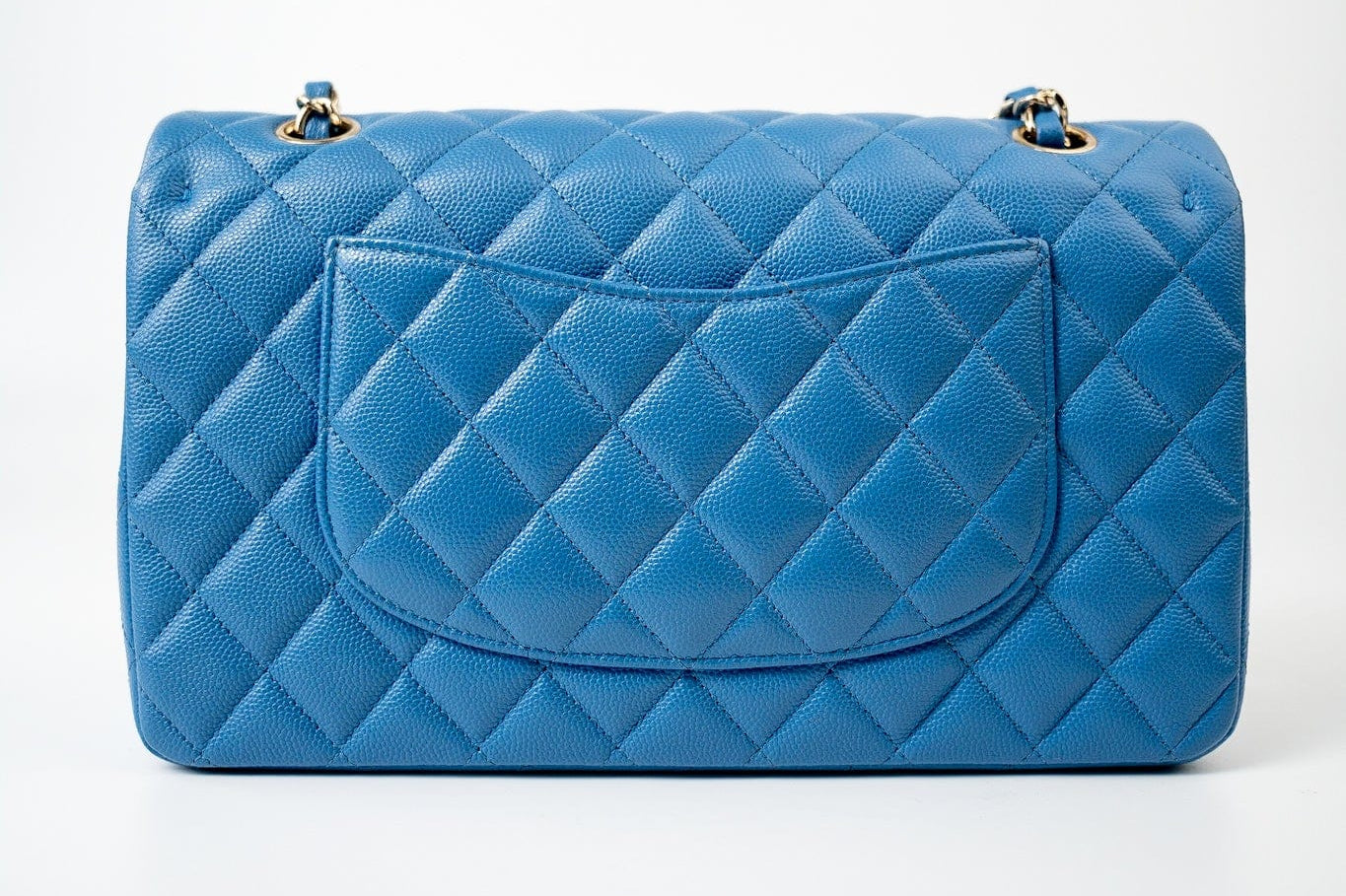 CHANEL Handbag Blue 20S Blue Caviar Quilted Classic Flap Medium Light Gold Hardware -Knockoff
