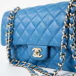 CHANEL Handbag Blue 20S Blue Caviar Quilted Classic Flap Medium Light Gold Hardware -Knockoff
