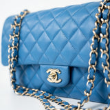 CHANEL Handbag Blue 20S Blue Caviar Quilted Classic Flap Medium Light Gold Hardware -Knockoff
