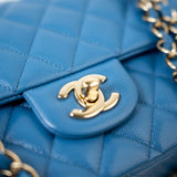 CHANEL Handbag Blue 20S Blue Caviar Quilted Classic Flap Medium Light Gold Hardware -Knockoff
