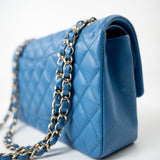 CHANEL Handbag Blue 20S Blue Caviar Quilted Classic Flap Medium Light Gold Hardware -Knockoff
