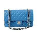 CHANEL Handbag Blue 20S Blue Caviar Quilted Classic Flap Medium Light Gold Hardware -Knockoff
