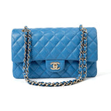 CHANEL Handbag Blue 20S Blue Caviar Quilted Classic Flap Medium Light Gold Hardware -Knockoff
