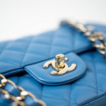 CHANEL Handbag Blue 20S Blue Caviar Quilted Classic Flap Medium Light Gold Hardware -Knockoff
