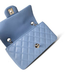 CHANEL Handbag Blue 21C Sky Blue Lambskin Quilted Mini Rectangular Flap Light Gold Hardware -Knockoff
