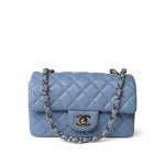 CHANEL Handbag Blue 21C Sky Blue Lambskin Quilted Mini Rectangular Flap Light Gold Hardware -Knockoff
