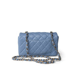 CHANEL Handbag Blue 21C Sky Blue Lambskin Quilted Mini Rectangular Flap Light Gold Hardware -Knockoff
