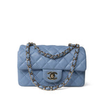 CHANEL Handbag Blue 21C Sky Blue Lambskin Quilted Mini Rectangular Flap Light Gold Hardware -Knockoff
