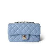 CHANEL Handbag blue 21C Sky Blue Lambskin Quilted Mini Rectangular Flap Light Gold Hardware -Knockoff
