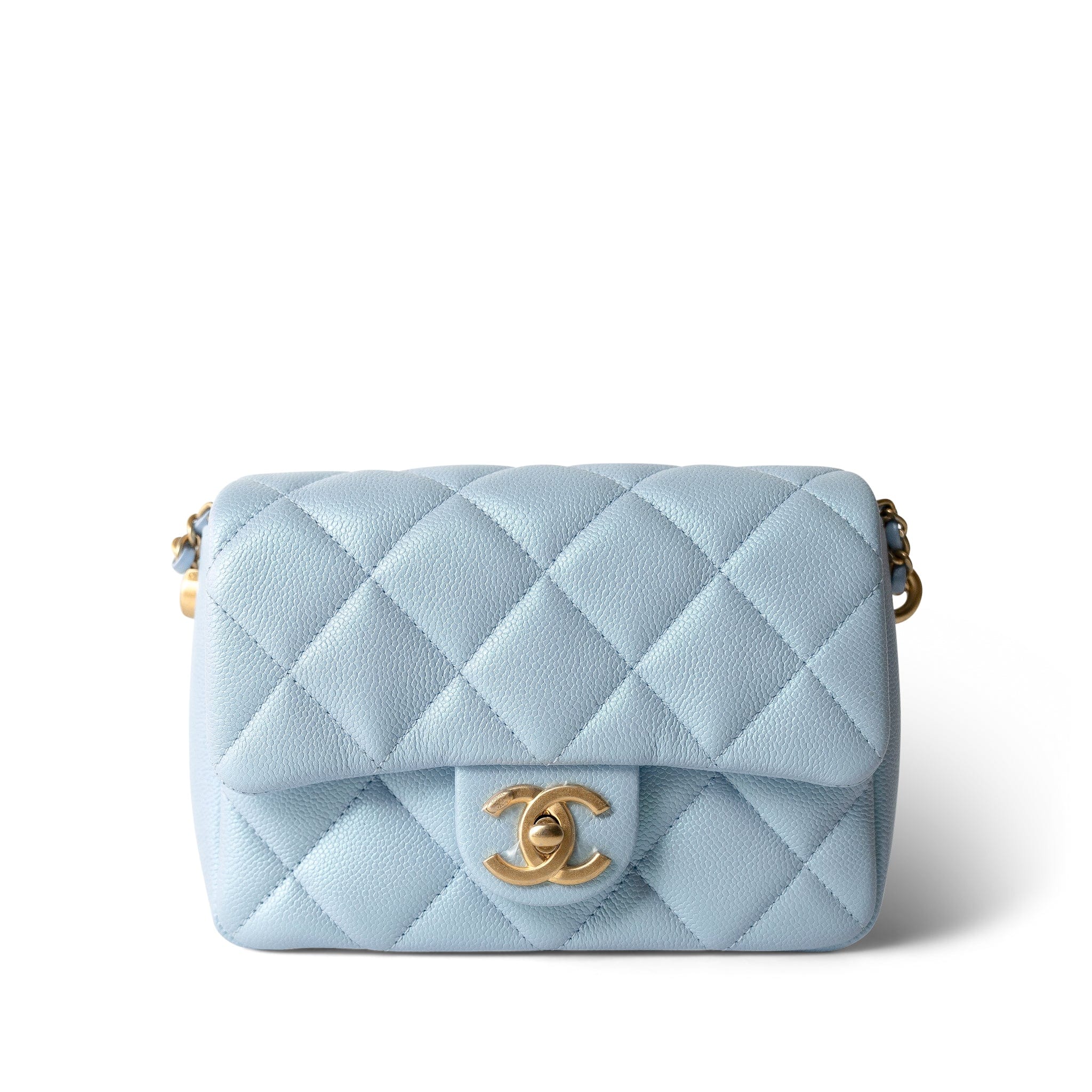 CHANEL Handbag Blue 21K My Perfect Bag Light Blue Caviar Quilted Aged Gold Hardware -Knockoff
