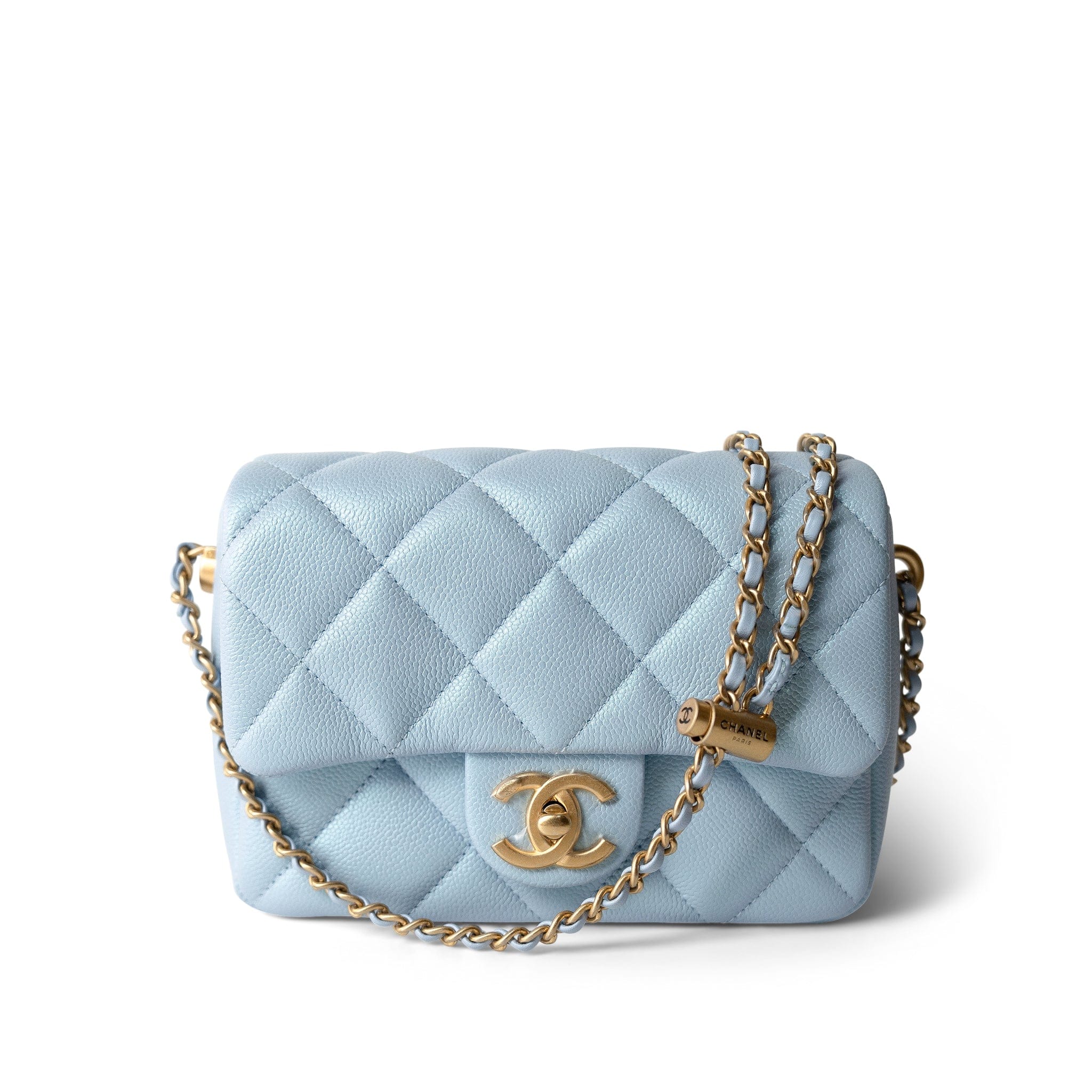 CHANEL Handbag Blue 21K My Perfect Bag Light Blue Caviar Quilted Aged Gold Hardware -Knockoff
