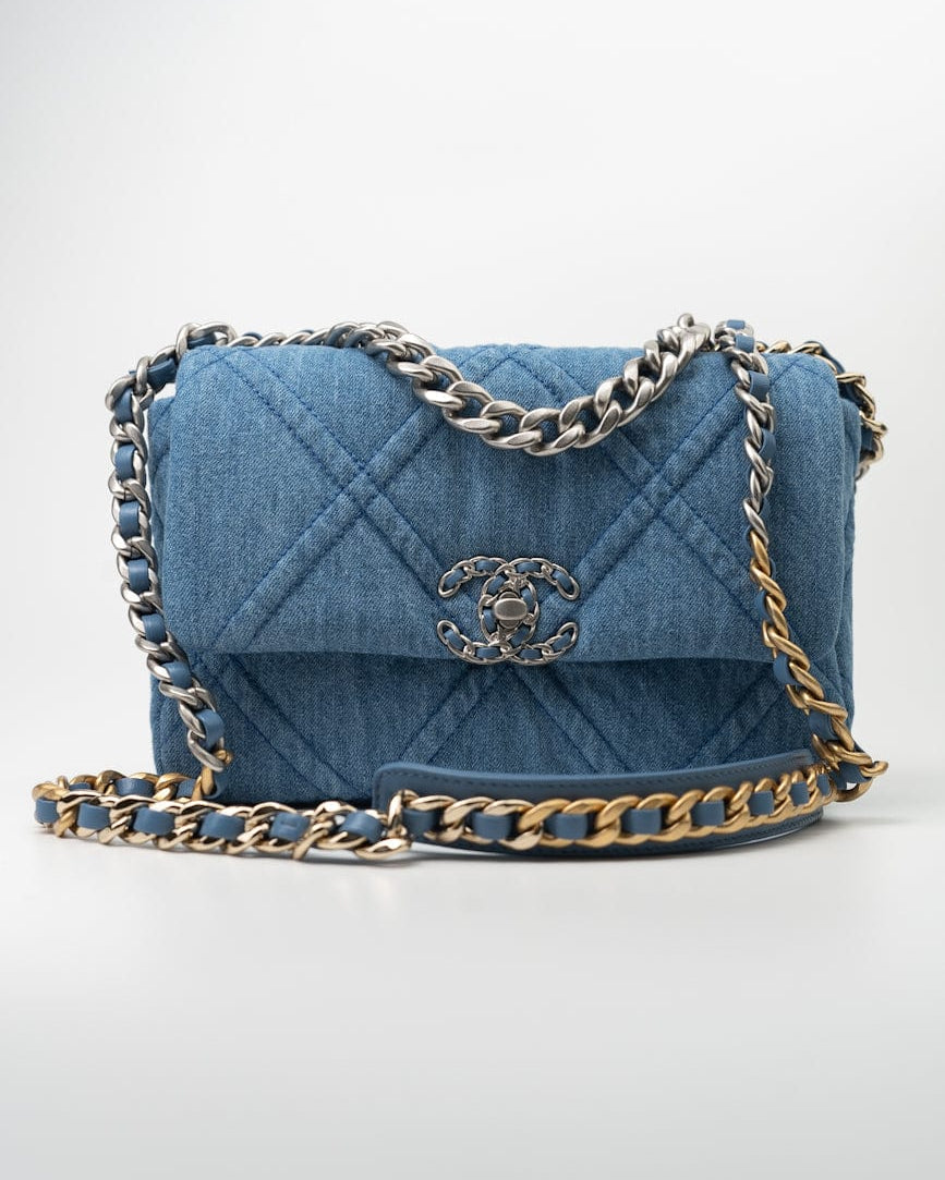 CHANEL Handbag Blue 22P Denim 19 Flap Small Mixed Hardware -Knockoff
