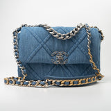 CHANEL Handbag Blue 22P Denim 19 Flap Small Mixed Hardware -Knockoff
