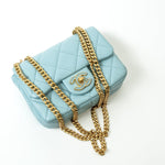 CHANEL Handbag Blue 22P Light Blue Mini Square Enamel Lambskin pending CC  AGHW -Knockoff
