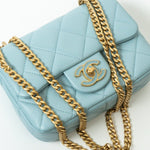 CHANEL Handbag Blue 22P Light Blue Mini Square Enamel Lambskin pending CC  AGHW -Knockoff
