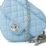 CHANEL Handbag Blue 22S CC In Love Blue Lambskin Quilted Large Heart Bag Light Gold Hardware -Knockoff
