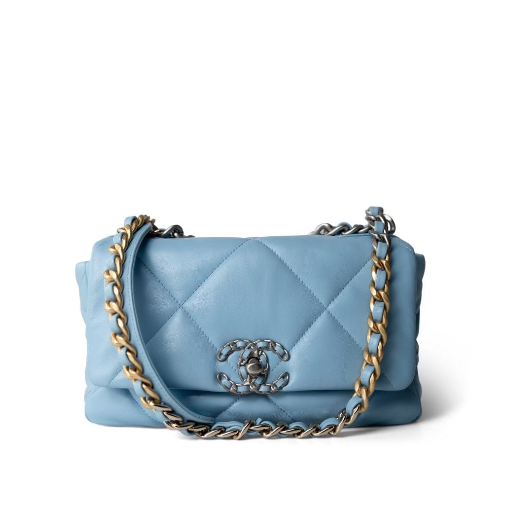 CHANEL Handbag Blue 22S Light Blue Lambskin Quilted 19 Flap Small MHW -Knockoff
