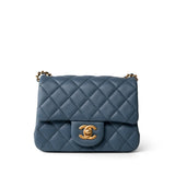 CHANEL Handbag Blue 23K Blue Lambskin Quilted Mini Square Pearl Crush Antique Gold Hardware -Knockoff
