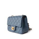 CHANEL Handbag Blue 23K Blue Lambskin Quilted Mini Square Pearl Crush Antique Gold Hardware -Knockoff
