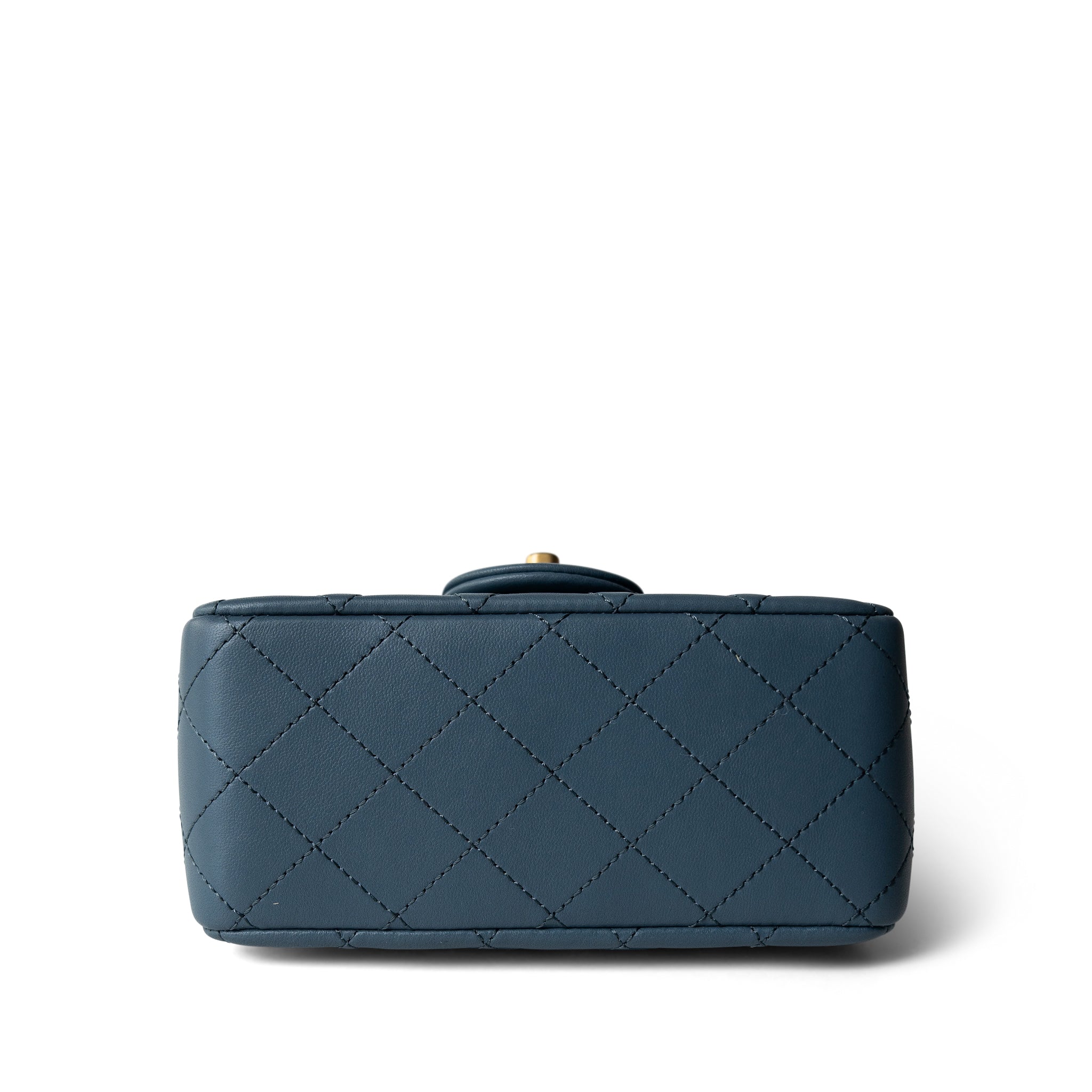 CHANEL Handbag Blue 23K Blue Lambskin Quilted Mini Square Pearl Crush Antique Gold Hardware -Knockoff
