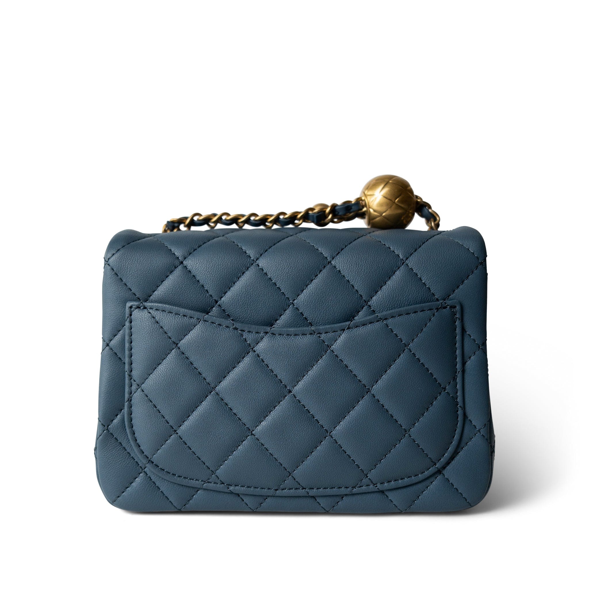 CHANEL Handbag Blue 23K Blue Lambskin Quilted Mini Square Pearl Crush Antique Gold Hardware -Knockoff
