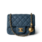 CHANEL Handbag Blue 23K Blue Lambskin Quilted Mini Square Pearl Crush Antique Gold Hardware -Knockoff
