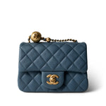 CHANEL Handbag Blue 23K Blue Lambskin Quilted Mini Square Pearl Crush Antique Gold Hardware -Knockoff
