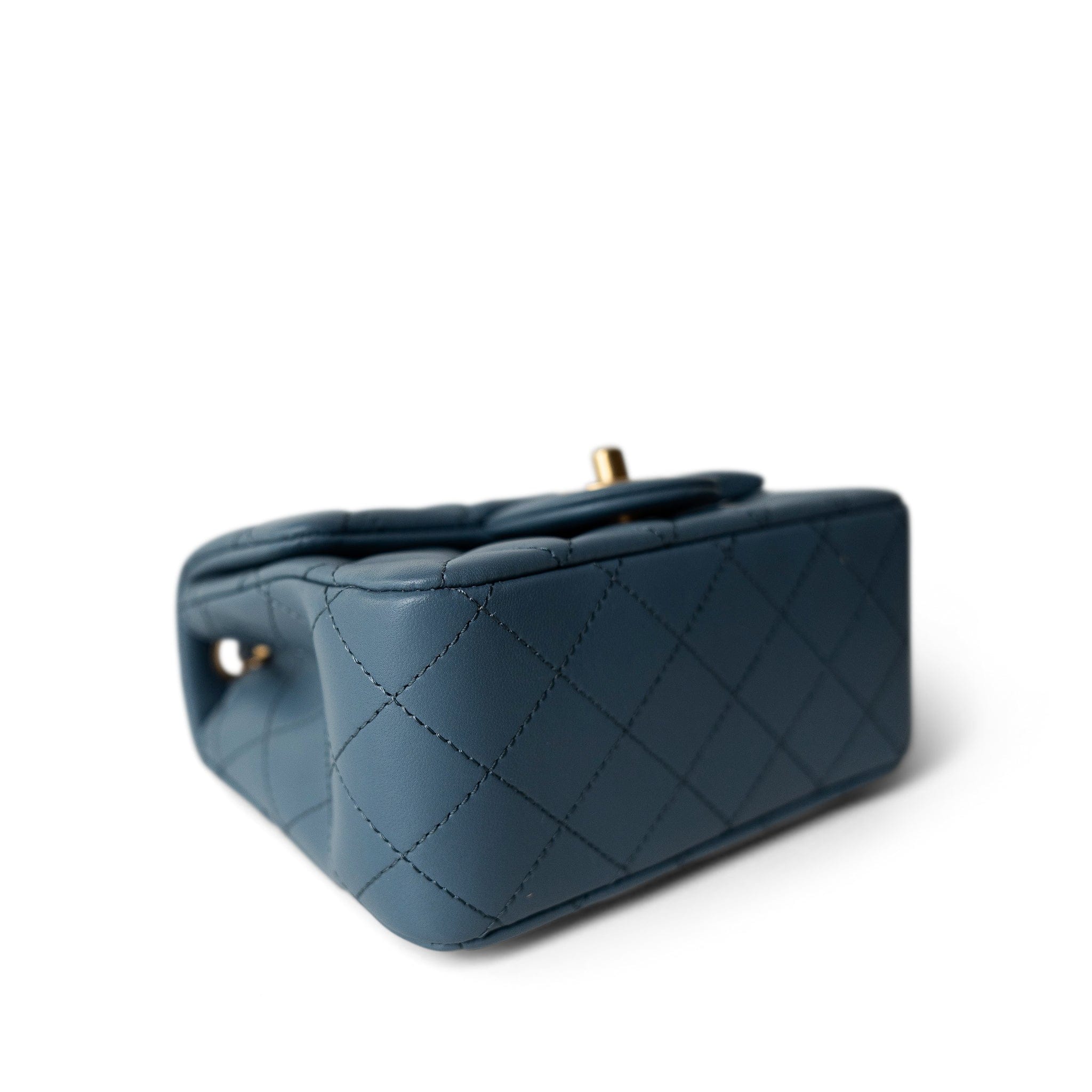 CHANEL Handbag Blue 23K Blue Lambskin Quilted Mini Square Pearl Crush Antique Gold Hardware -Knockoff
