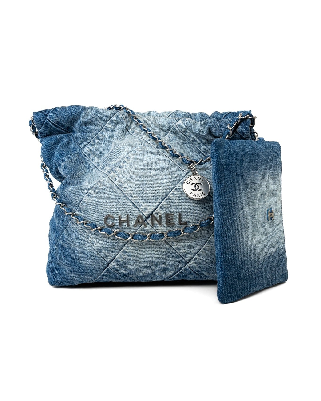 CHANEL Handbag Blue 23P Denim Quilted 22 Small Drawstring Bag -Knockoff
