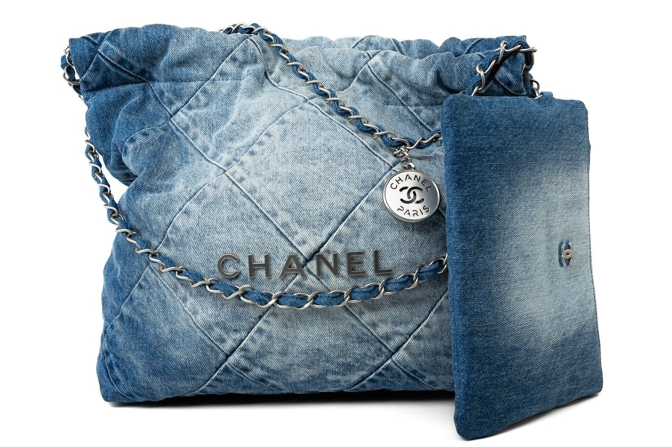 CHANEL Handbag Blue 23P Denim Quilted 22 Small Drawstring Bag -Knockoff
