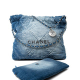 CHANEL Handbag Blue 23P Denim Quilted 22 Small Drawstring Bag -Knockoff
