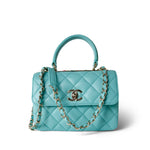 CHANEL Handbag Blue 24C Tiffany Blue Lambskin Quilted Mini Trendy CC Light Gold Hardware -Knockoff
