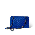 CHANEL Handbag Blue Blue Caviar Chevron Classic Flap Small Light Gold Hardware -Knockoff
