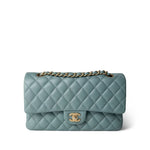 CHANEL Handbag Blue / Classic flap Pearly Light Blue Caviar Quilted Classic Flap Medium Antique Gold Hardware -Knockoff
