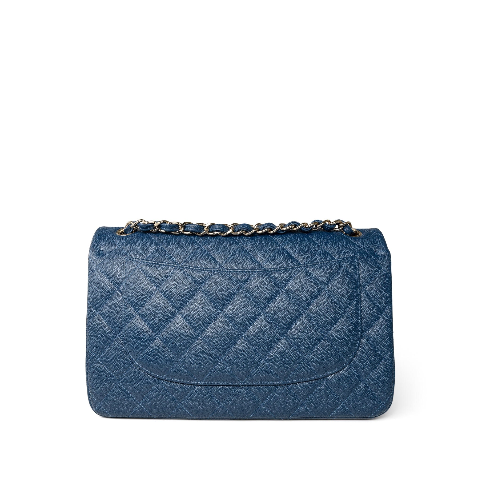 CHANEL Handbag Blue Dark Blue Caviar Quilted Jumbo Classic Flap Light Gold Hardware -Knockoff
